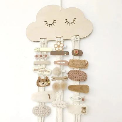 Solid Wood Clouds Model Jewelry Hairpin Bow Storage Tool