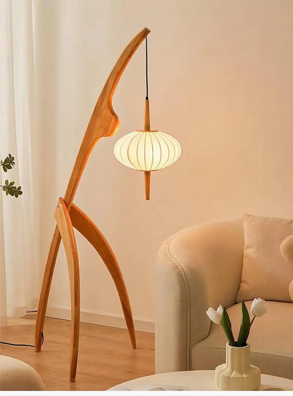 Japanese Modern Simple Walnut Solid Wood Floor Lamp Living Room Bedroom Bedside Creative Exhibition Hall Corner Standing Light