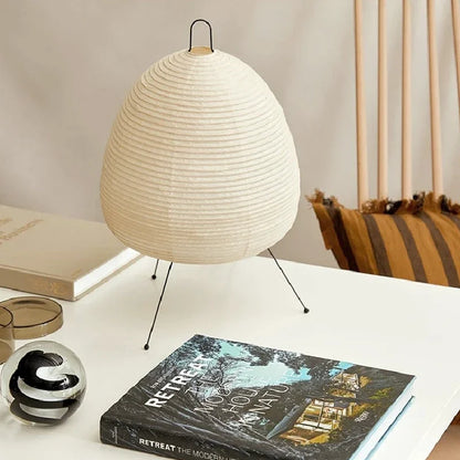 Rice Paper Table Lamp – Handmade Retro LED Art Design Light for Bedroom & Living Room