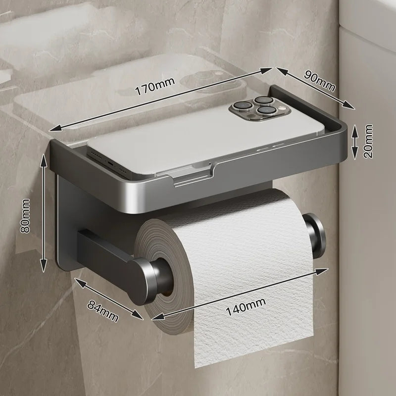 Toilet paper holder, wall-mounted storage rack for bathroom, waterproof tissue roll holder, restroom paper towel dispenser