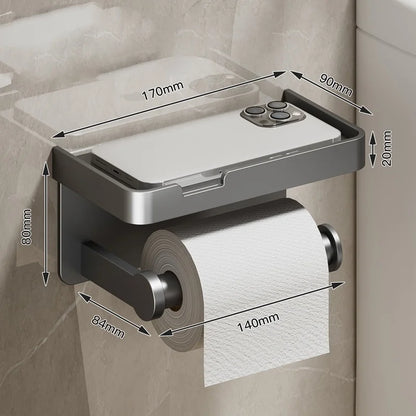 Toilet paper holder, wall-mounted storage rack for bathroom, waterproof tissue roll holder, restroom paper towel dispenser
