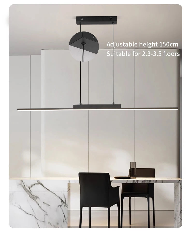 Modern Linear Pendant Light – Long Chandelier for Dining Room & Kitchen