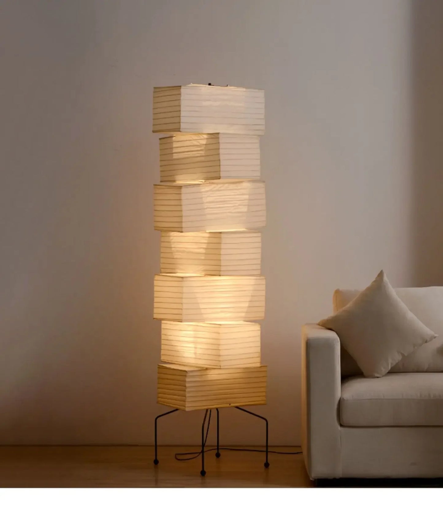 Akari-Style Rice Paper Floor Lamp – Japanese Designer Standing Light