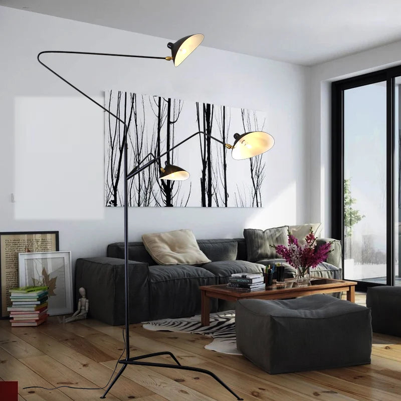 Serge Mouille 3-arm Floor lamp Designer Tripod LED Lamp Adjustable Spider Standing Lamp Loft master bedroom decor reading light
