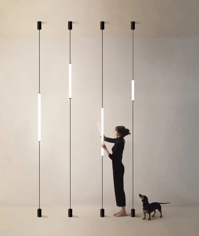 Italy Design Bedroom Bedside LED Floor Lamps Acrylic Sconces Long Line Light Modern Black Hotel Living Room LED Floor Light Home