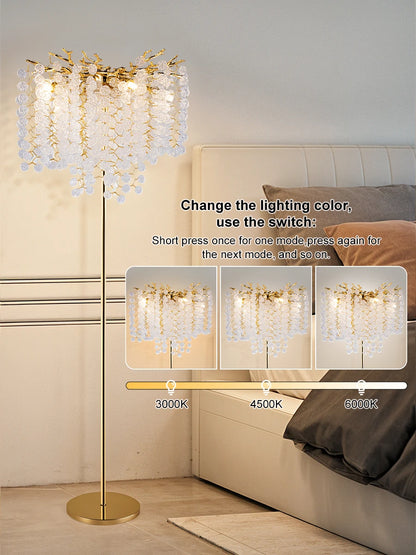 Nordic Luxury Crystal Floor Lamp - Modern Gold LED Stand Light for Living Room & Bedroom | Indoor Decor Lighting Fixture