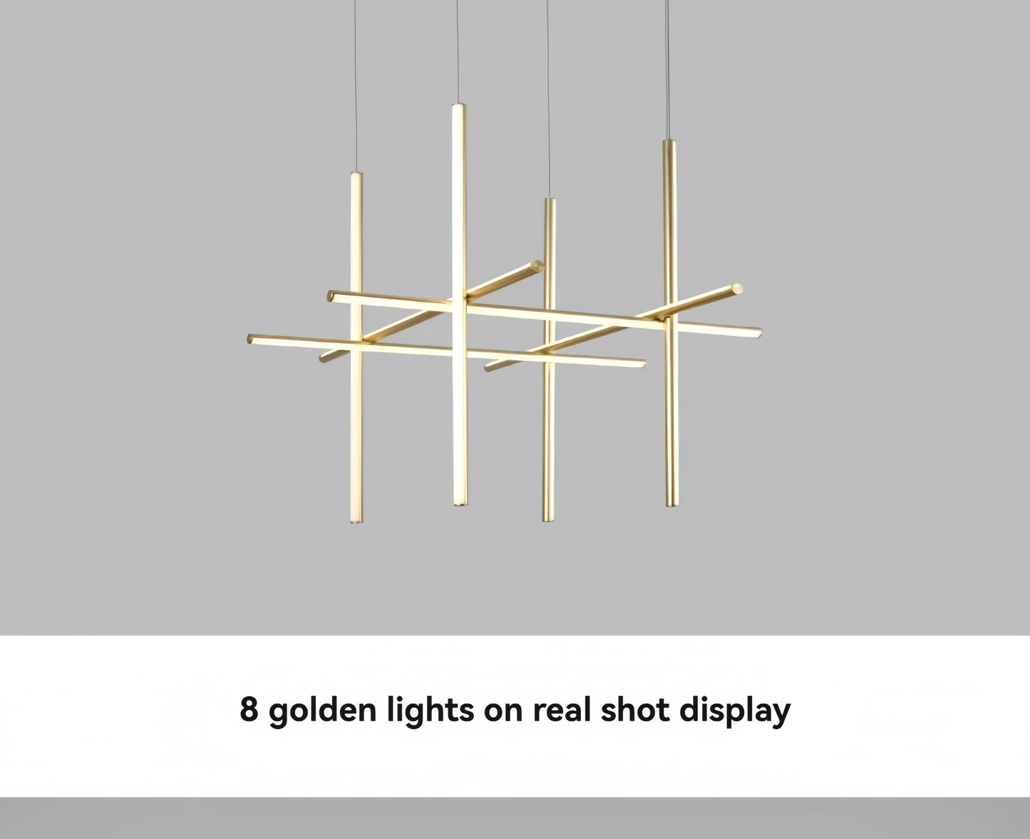 Italian Designer Tube Chandelier – Post-Modern LED Gold & Chrome Pendant Light
