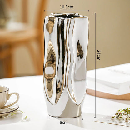 Silver Electroplated Ceramic Vase