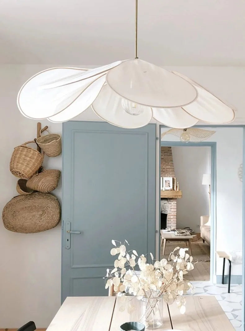 Colorful Petal Pendant Light – Fabric Flower Chandelier for Living Room & Bedroom