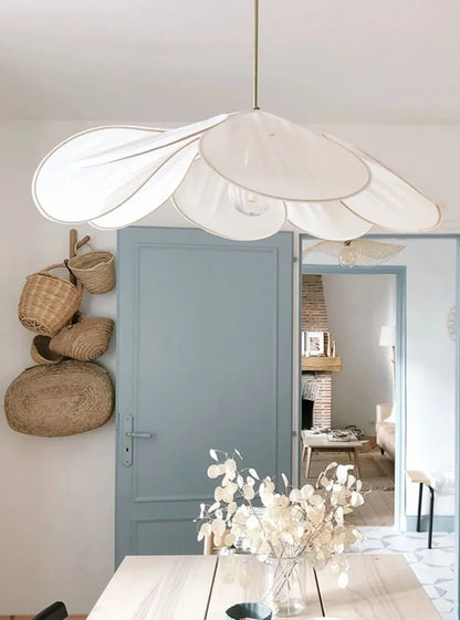 Colorful Petal Pendant Light – Fabric Flower Chandelier for Living Room & Bedroom