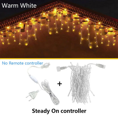 Icicle String Lights Outdoor LED Fairy Lights Garland For New Year Party Wedding Garden Terrace Christmas Decoration Lamps