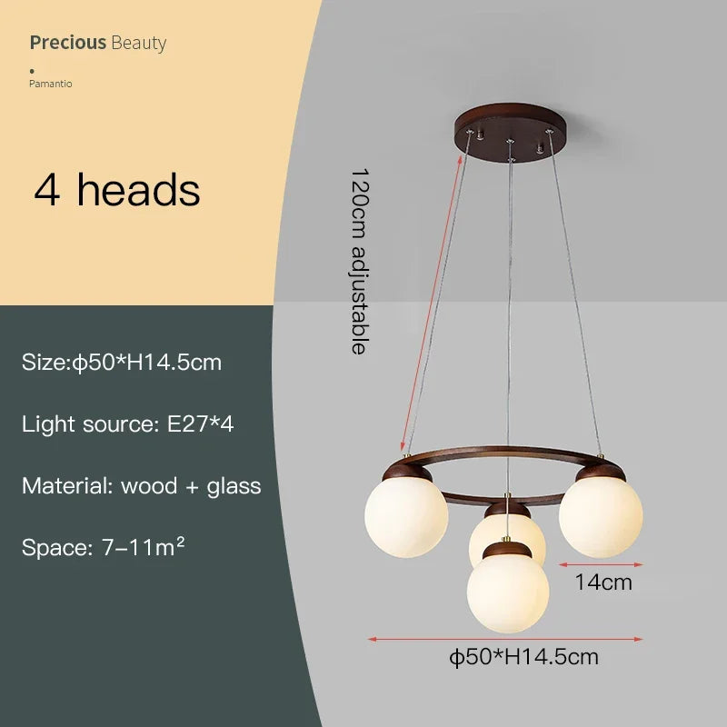 Nordic Wood Ring Chandelier – Modern LED Pendant Light for Dining Room & Living Room