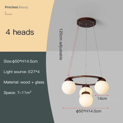 Nordic Wood Ring Chandelier – Modern LED Pendant Light for Dining Room & Living Room