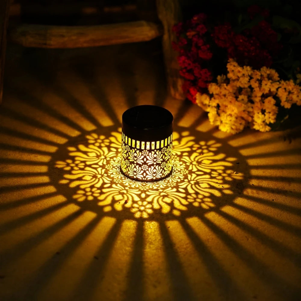 Solar Lights Peony Flower Pattern IP65 Metal Outdoor Step Wall Fence Lights Garden Backyard Decoration Outdoor Decor Front Door
