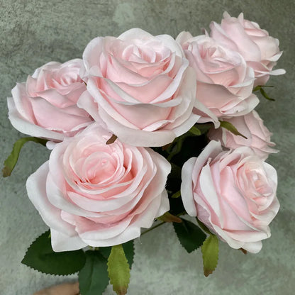 9 Heads 1 Bunch Camellia Rose Artificial Flower Holding Bouquets Party Wedding Scene Display Room Home Decor Fake Floral Gifts