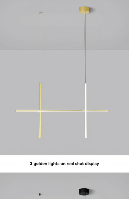 Italian Designer Tube Chandelier – Post-Modern LED Gold & Chrome Pendant Light