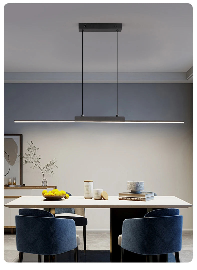 Modern Linear Pendant Light – Long Chandelier for Dining Room & Kitchen