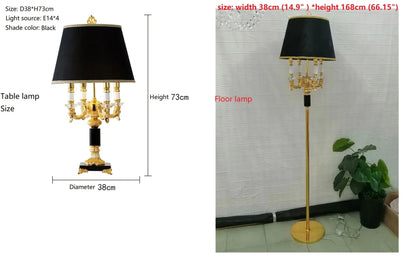 High Quality Luxury Fashion Black Crystal Table/Floor Lamp Bedroom Bedside Lamps Brief Modern Decoration Table Lamp