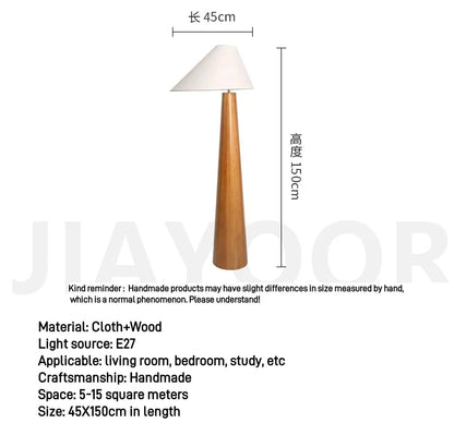 Conical Oak Floor Lamp Wabi Sabi Retro Floor Lamp Living Room Bedroom Study Solid Wood Desk Lamp Bedside Lamp Home Decoration