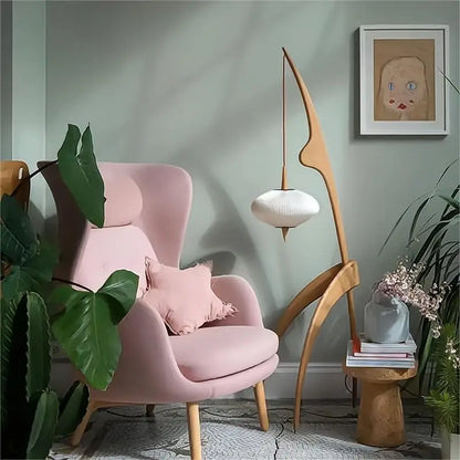 Japanese Modern Simple Walnut Solid Wood Floor Lamp Living Room Bedroom Bedside Creative Exhibition Hall Corner Standing Light