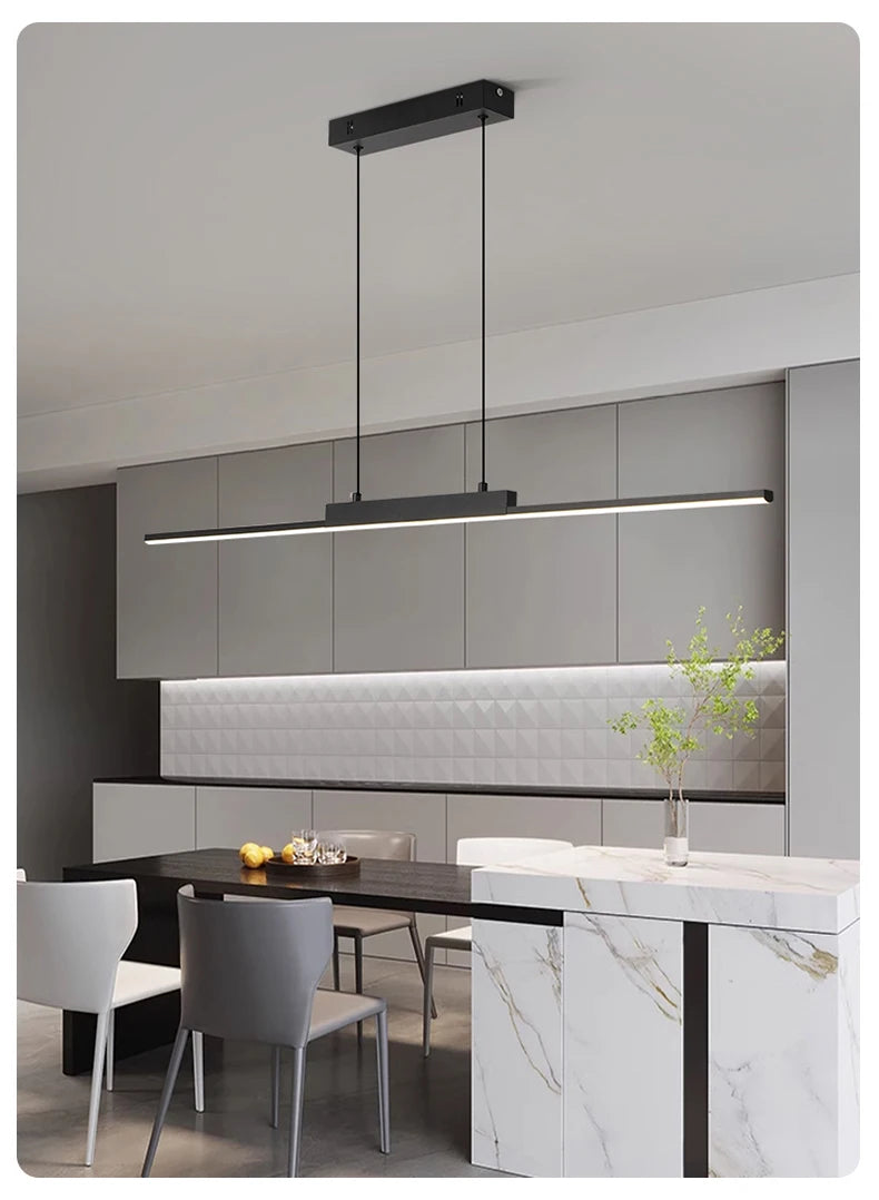 Modern Linear Pendant Light – Long Chandelier for Dining Room & Kitchen