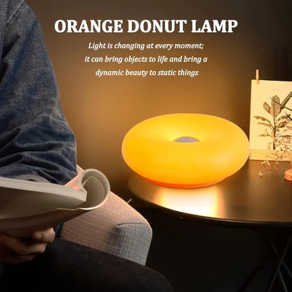 Sweet donut touch bedside night light with USB charging port, adjustable by touch, bedroom and living room atmosphere desk lamp