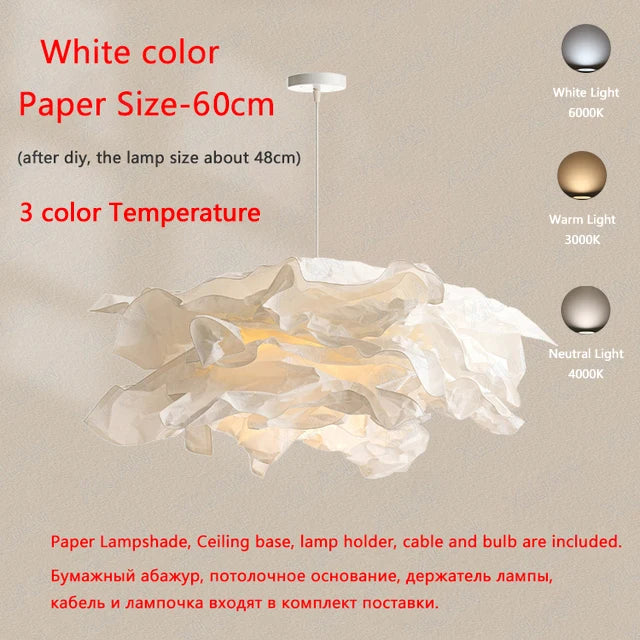 Minimalist Paper Pendant Chandelier – DIY LED Suspension Light for Bedroom & Living Room