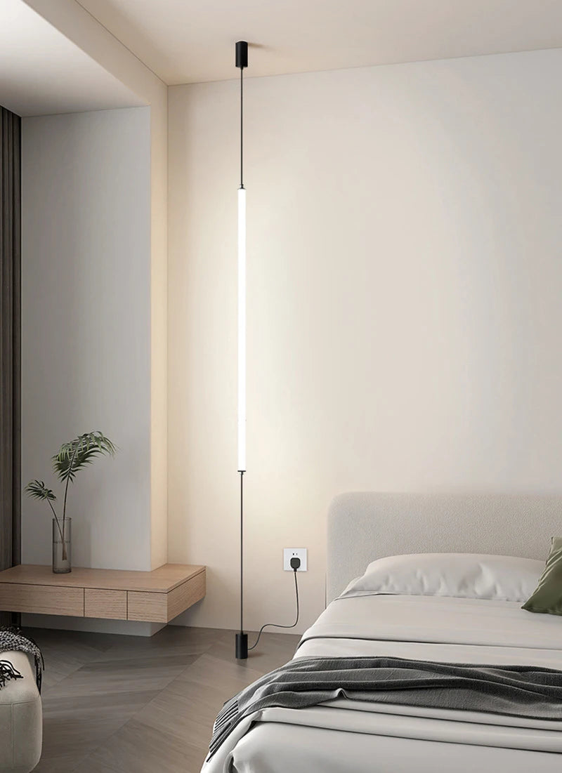 Italy Design Bedroom Bedside LED Floor Lamps Acrylic Sconces Long Line Light Modern Black Hotel Living Room LED Floor Light Home