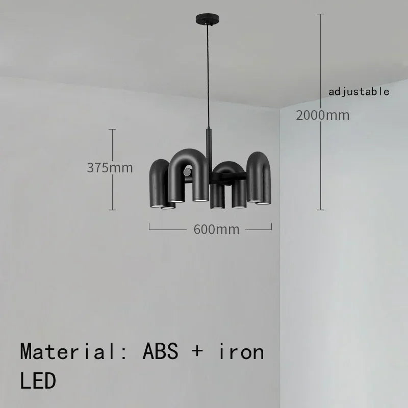 Nordic U-Shaped Art Chandelier – Designer LED Pendant Light for Living Room & Dining
