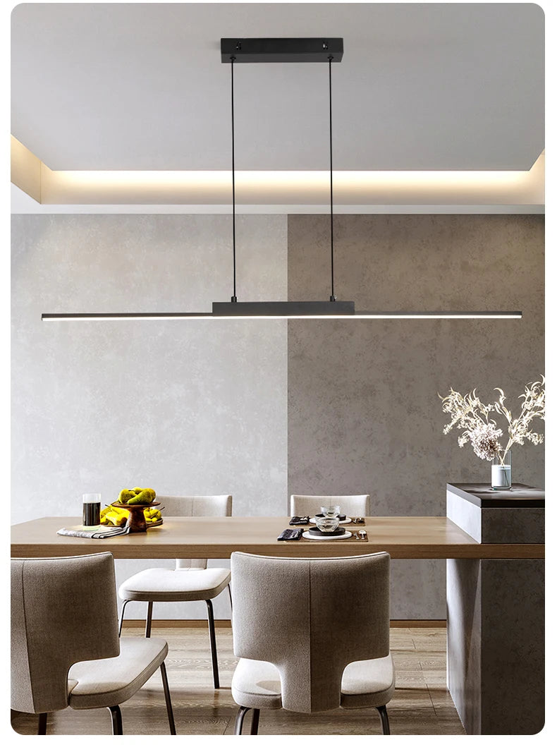 Modern Linear Pendant Light – Long Chandelier for Dining Room & Kitchen