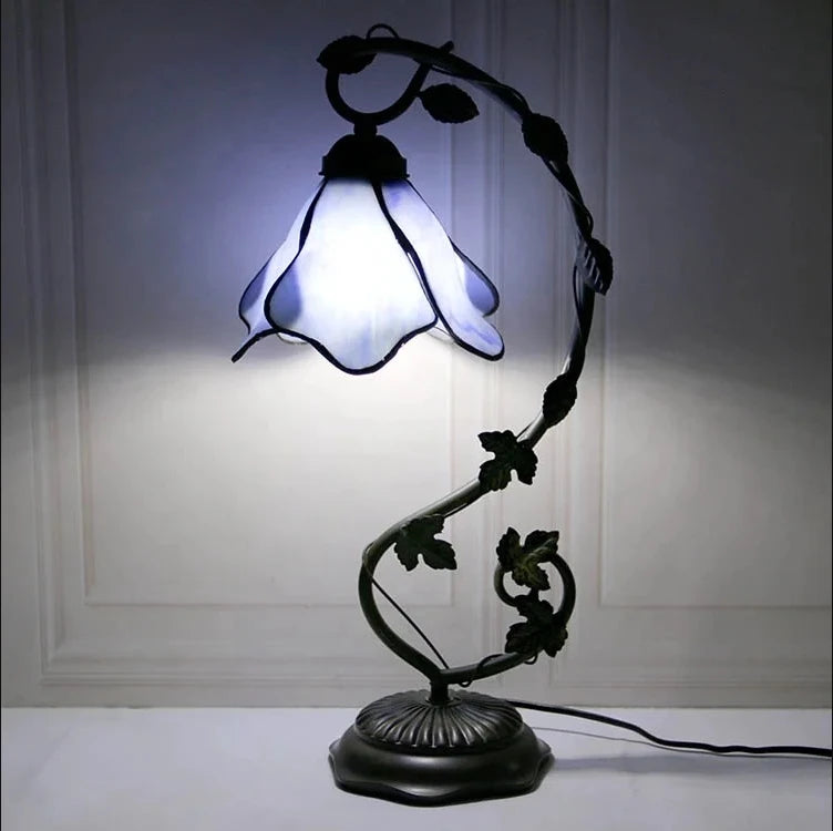 Tiffany Stained Glass Table Lamp – Wisteria Style Antique Bedside Light