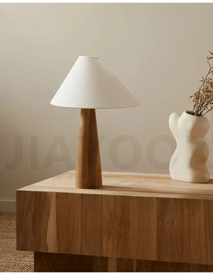 Conical Oak Floor Lamp Wabi Sabi Retro Floor Lamp Living Room Bedroom Study Solid Wood Desk Lamp Bedside Lamp Home Decoration