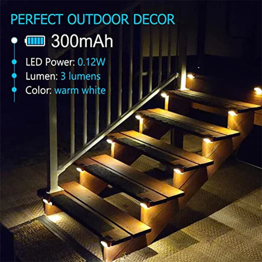 Solar LED Step & Fence Lights – Warm White Outdoor Stair Lighting