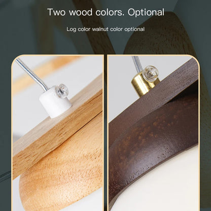 Nordic Wood Ring Chandelier – Modern LED Pendant Light for Dining Room & Living Room