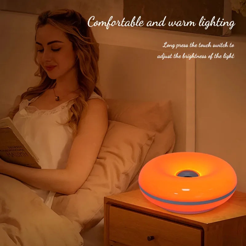 Sweet donut touch bedside night light with USB charging port, adjustable by touch, bedroom and living room atmosphere desk lamp