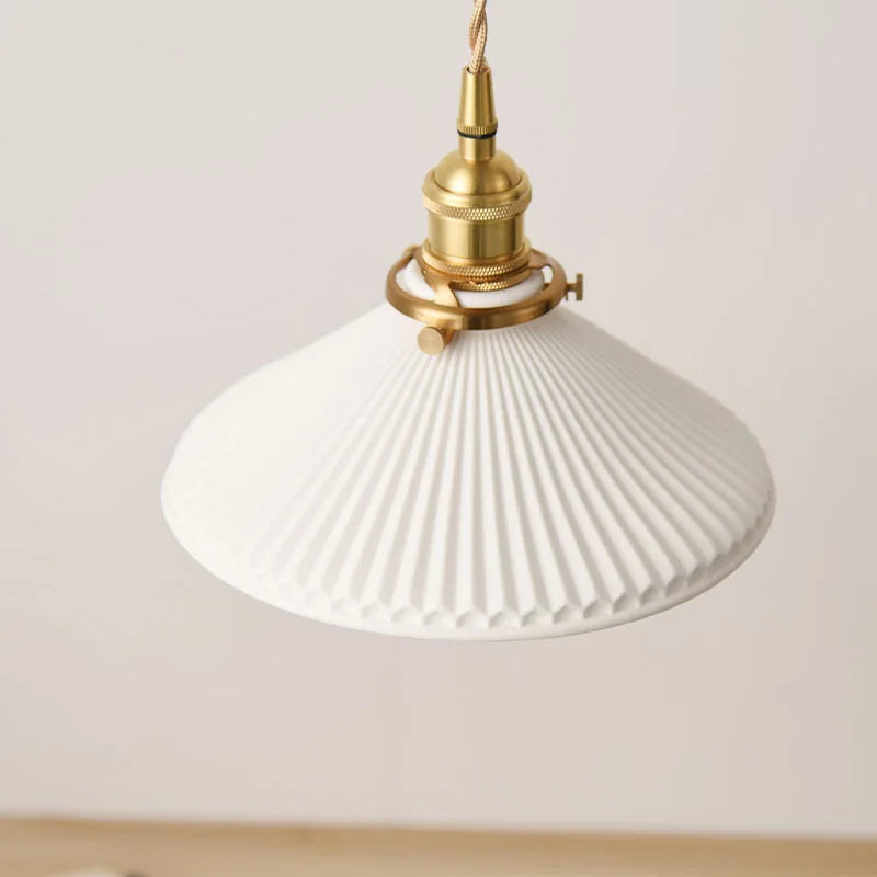Japanese Ceramic Pendant Chandelier – Nordic Bronze Retro Light for Living Room & Entryway