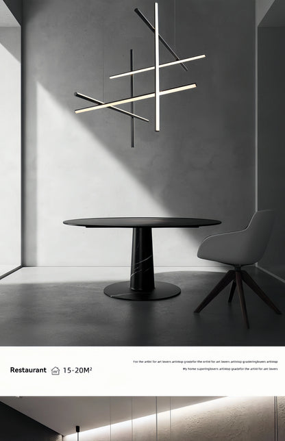 Italian Designer Tube Chandelier – Post-Modern LED Gold & Chrome Pendant Light