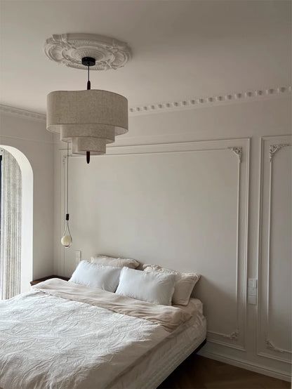 Nordic Wabi-Sabi Fabric Pendant Light – Minimalist Chandelier for Living & Dining Room