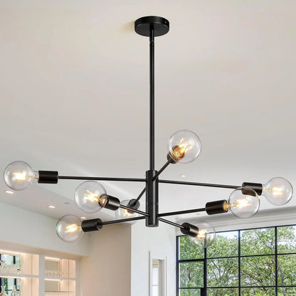 Multi-Head Chandelier – Modern Gold & Black LED Ceiling Light for Living & Dining Room