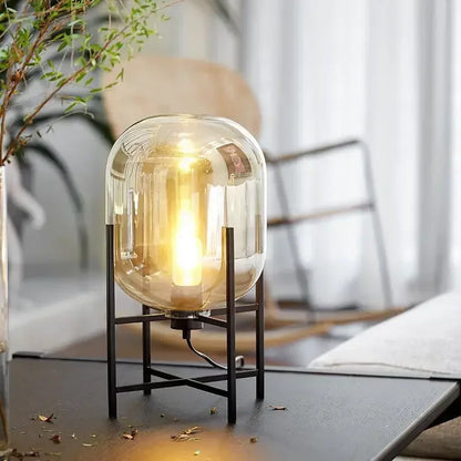 Postmodern Nordic Industrial Style Smoke Gray Glass Four-legged Floor Lamp Creative Personality Living Room Bedroom Table Lamps