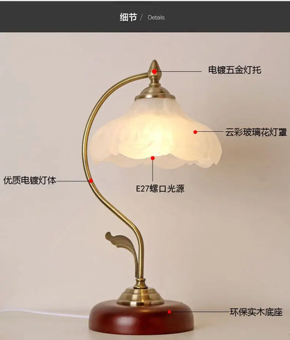 Pastoral Flower Table Lamp – Vintage Antique Metal Desk Light for Bedroom & Study