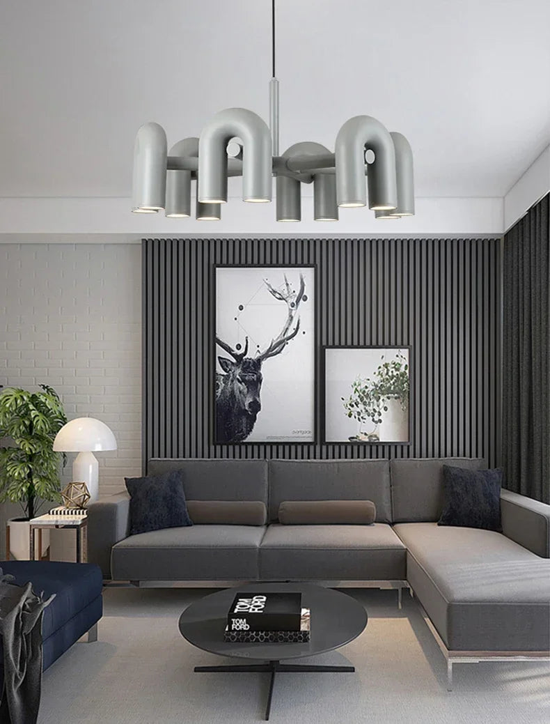 Nordic U-Shaped Art Chandelier – Designer LED Pendant Light for Living Room & Dining