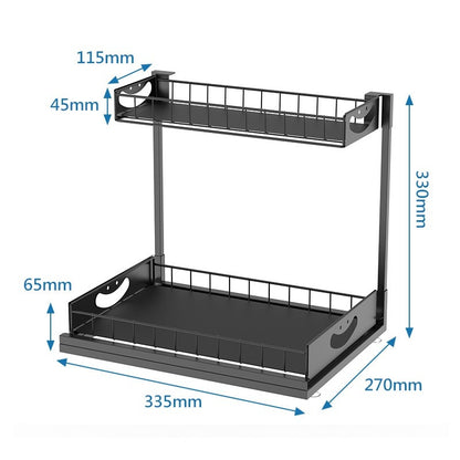 2-Tier Carbon Steel Storage Rack (2-Pack) – No-Drill Organizer