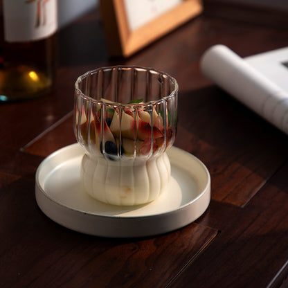 Cute Striped Glass Cup for Ice Cream and Breakfast