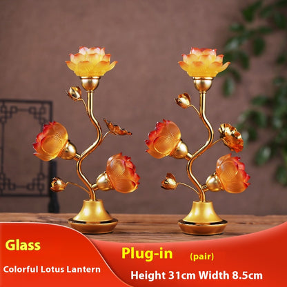 Colorful Lotus Crystal Pilot Lamp – Decorative LED Table Light (Set of 2)