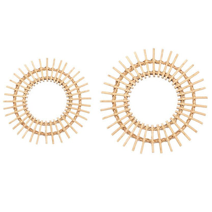 Gold Woven Decorative Mirror - Nordic Handmade Bamboo Wall Art