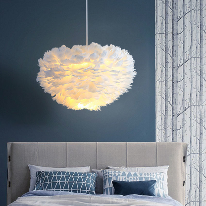 Modern Minimalist Heart-Shaped Feather Chandelier for Bedroom