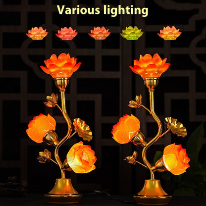 Colorful Lotus Crystal Pilot Lamp – Decorative LED Table Light (Set of 2)