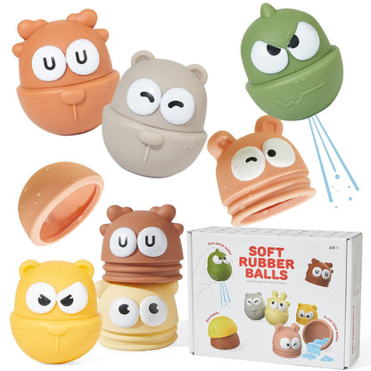 Bath Toys for Babies 6-12 Months 6 Pack Soft Rubber Baby Bath Toys Easy Cleaning Baby Bathtub Toys Baby Stacking Toys Toddler Birthday Present for Preschool Boys/Girls