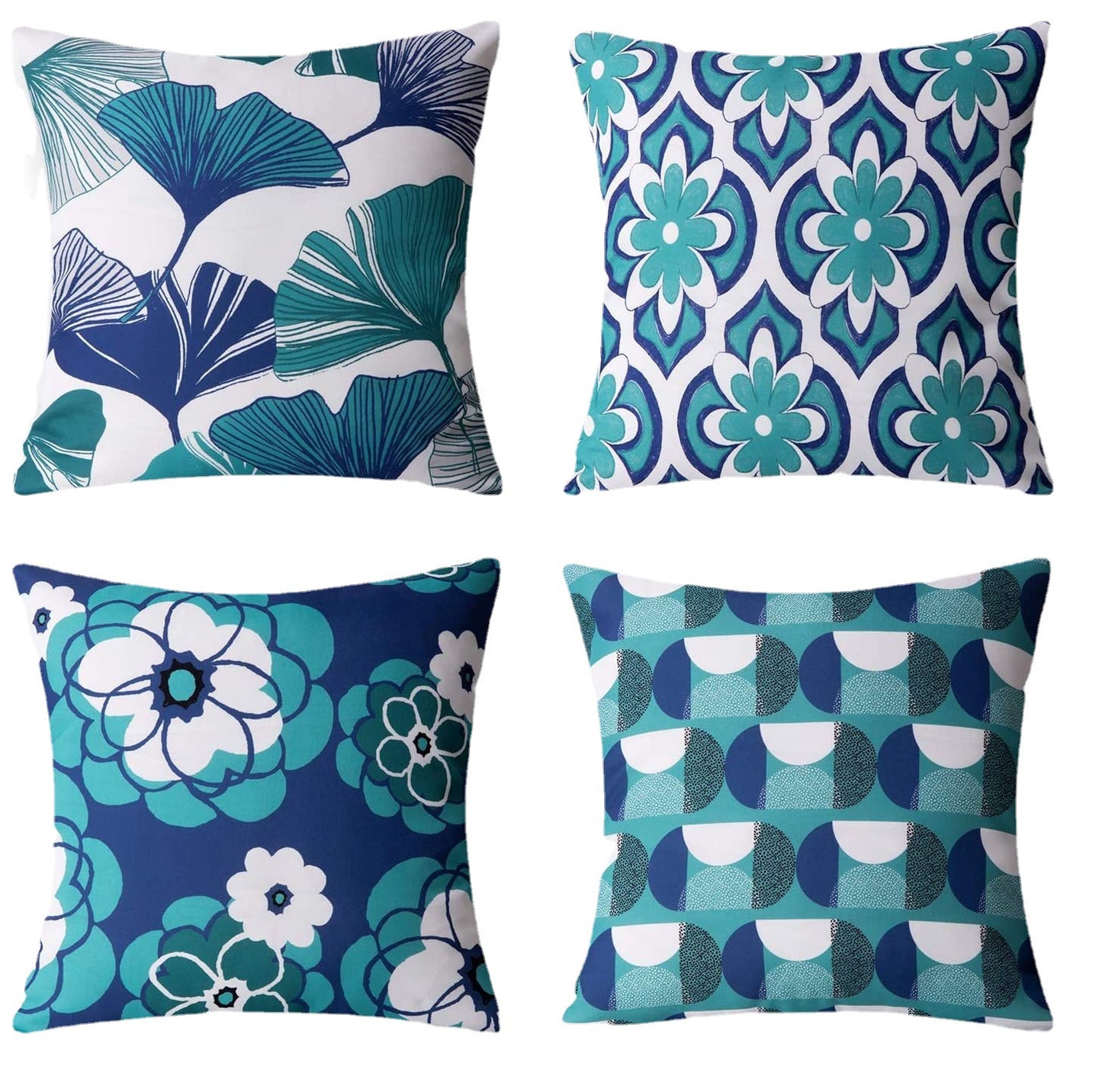 4pcs Ginkgo Biloba Geometric Pattern Sofa Cushions